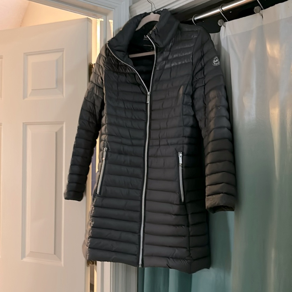 Michael Kors down grey long jacket size small